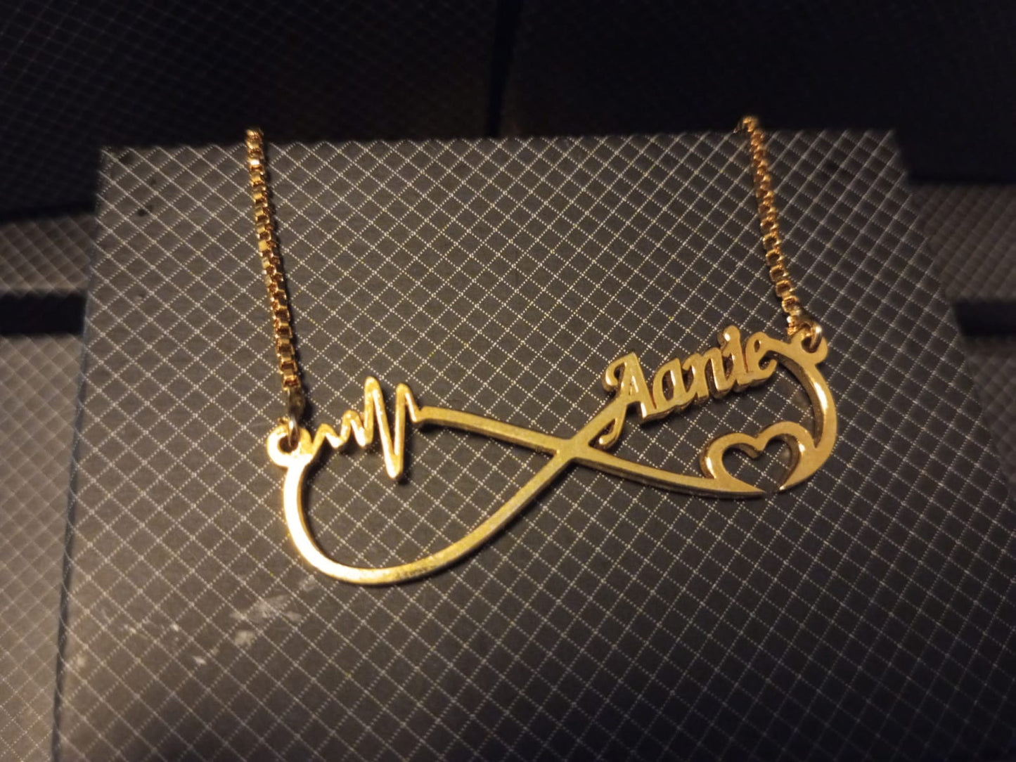 Infinity with heartbeat necklace