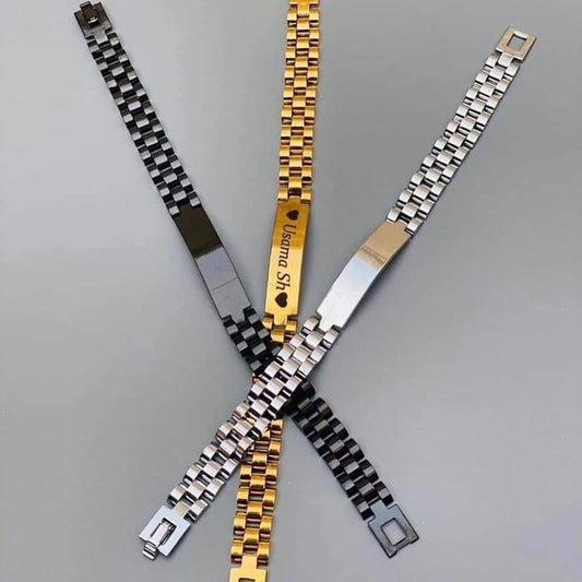 Engraved Metal Link Bracelets