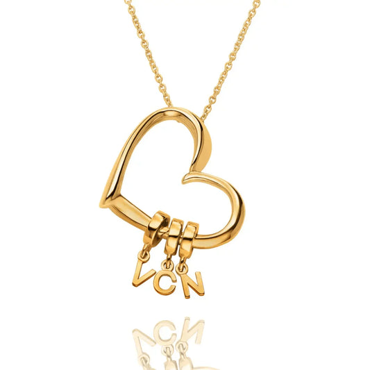 Heart Necklace with Drop Initials