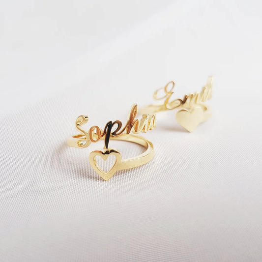 CUSTOMIZED HEART NAME RING