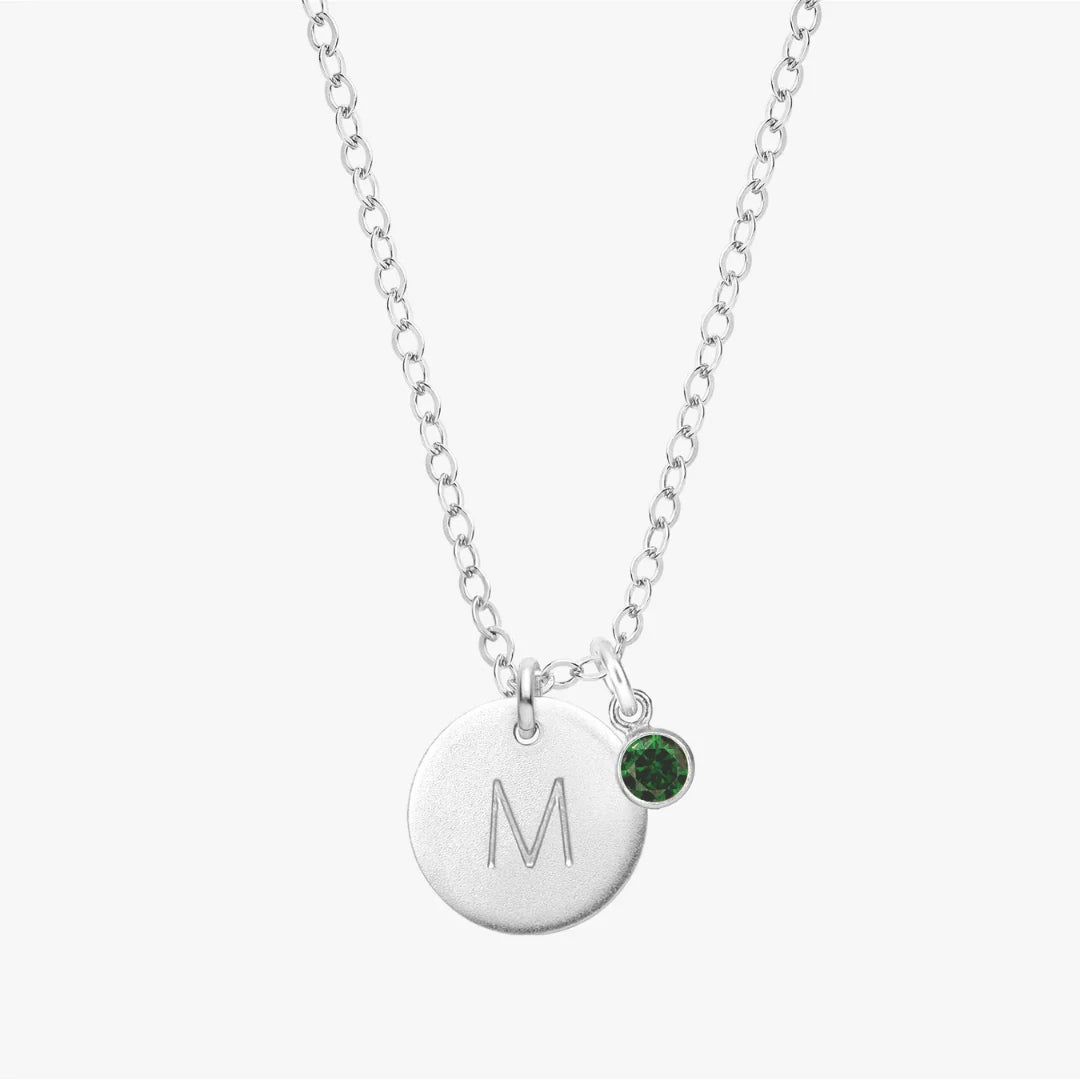 Personalised Initial Disc Birthstones Necklace