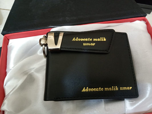 Customized Name Engraved Wallet keychain (black)