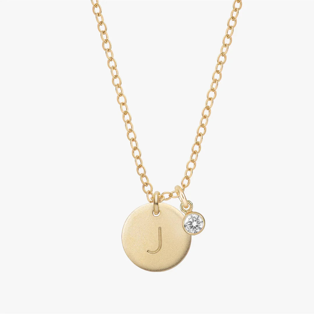 Personalised Initial Disc Birthstones Necklace