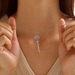 Birth Flower Signature Name Necklace