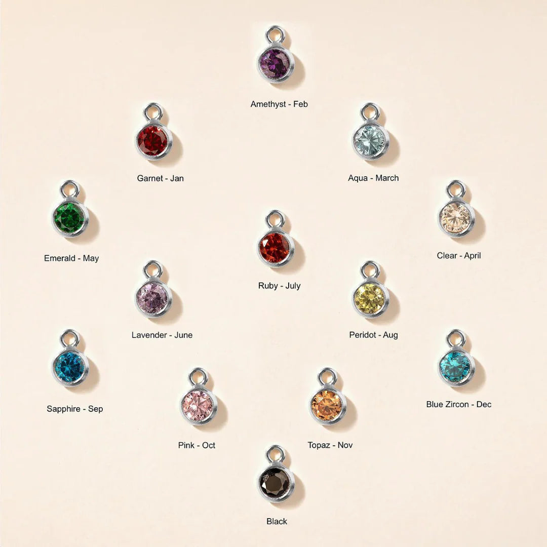 Personalised Initial Disc Birthstones Necklace