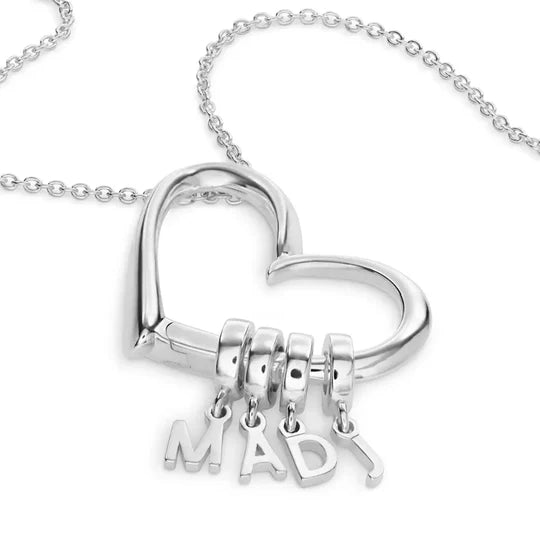 Heart Necklace with Drop Initials