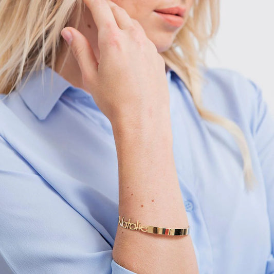 CUT OUT NAME BANGLE GOLD PLATED