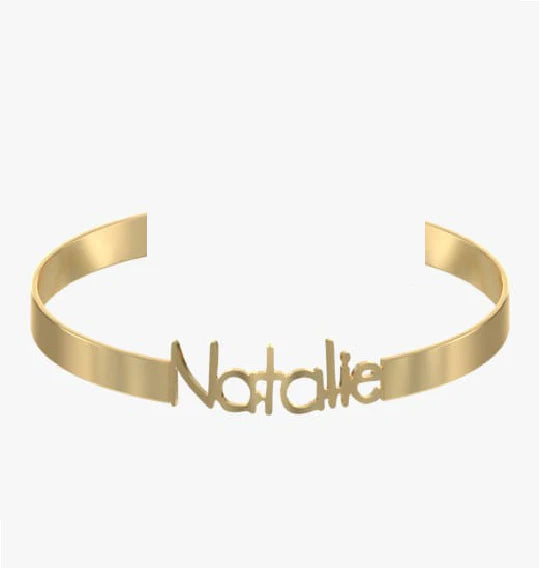 CUT OUT NAME BANGLE GOLD PLATED