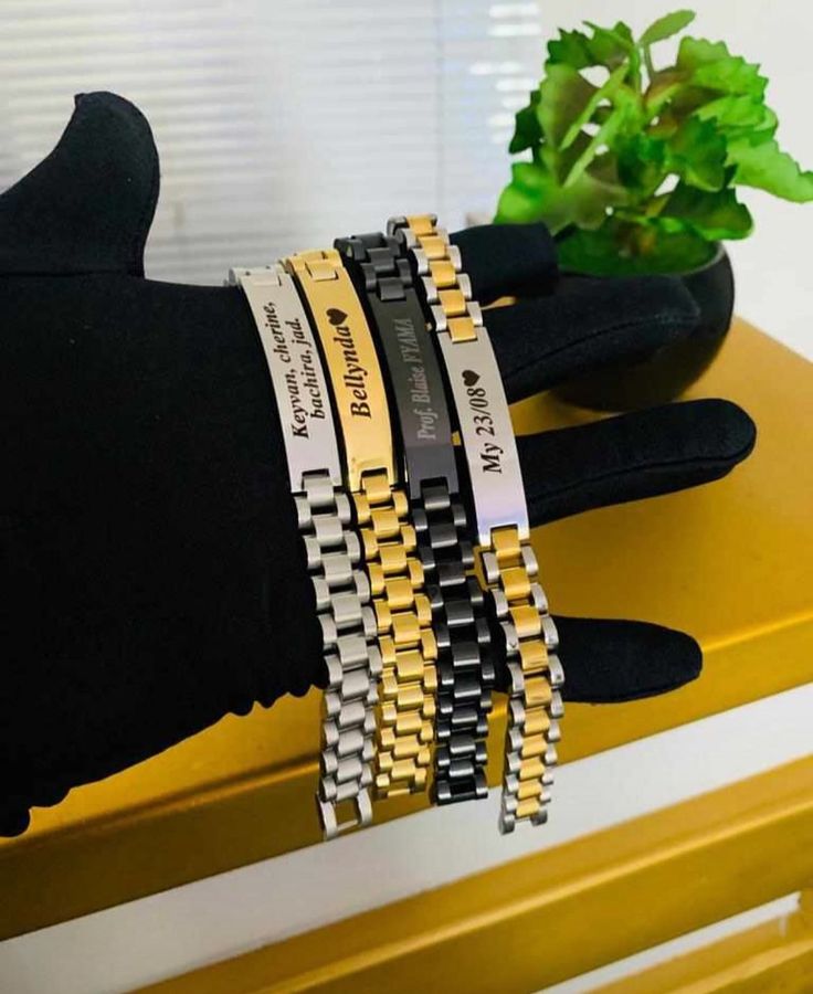 Engraved Metal Link Bracelets