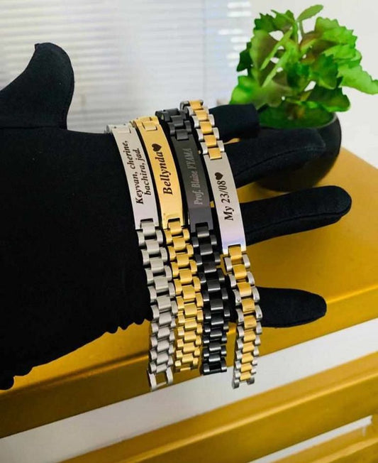 Engraved Metal Link Bracelets
