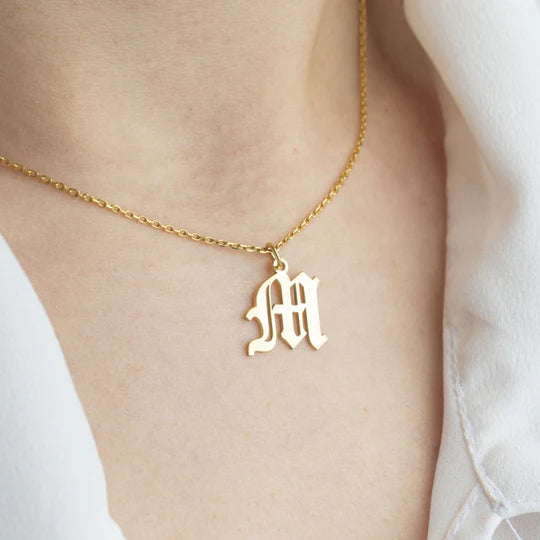 UPPERCASE OLD ENGLISH INITIAL NECKLACE