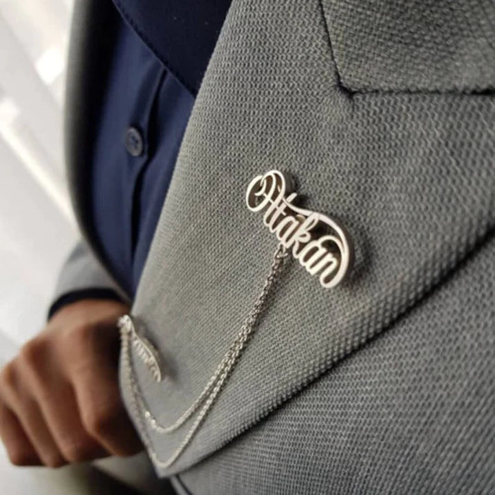 Personalized Chain Name Brooch Badge Lapel Pin
