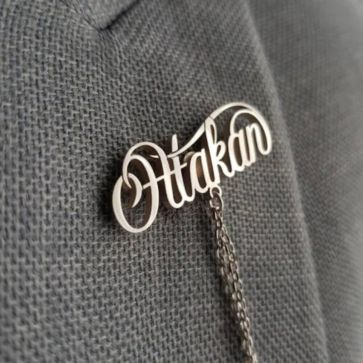 Personalized Chain Name Brooch Badge Lapel Pin