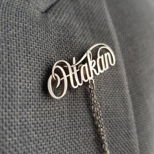 Personalized Chain Name Brooch Badge Lapel Pin